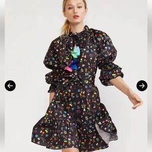 Cynthia Rowley Black Dress with Colorful Floral Design